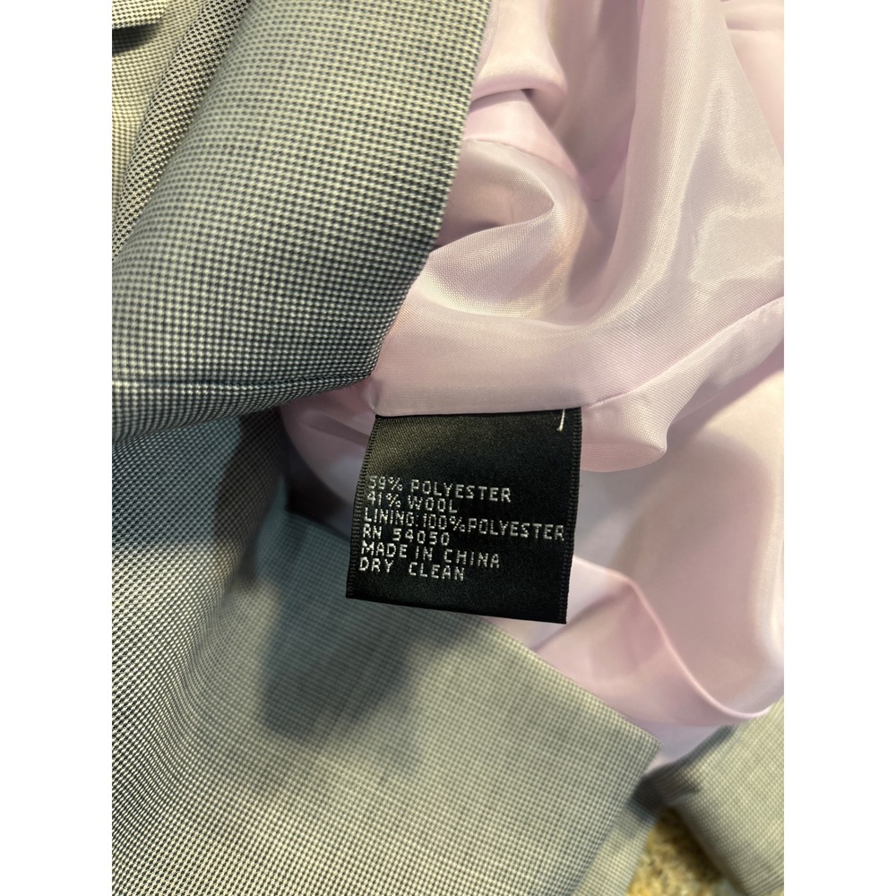 Anne Klein Suit Womens 6 Grey Micro Houndstooth Blazer Pants Set Wool Blend - Picture 7 of 15
